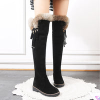 Autumn And Winter Simple Plus Size 40-44 Suede Over The Knee Student Women's Boots