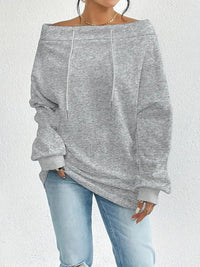 Women's Loose Casual Drawstring Off-the-shoulder Off-shoulder Top