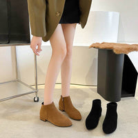 Women's Boots British Style Chunky Heel Casual Short Tube