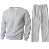 Solid-color Sporty And Casual Jacquard Men's Hoodie And Pants Set
