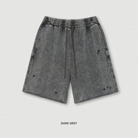 Washed Waxed Over-the-knee Shorts Men's Fifth Pants