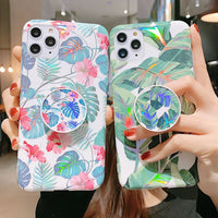Laser colorful flower language bracket phone case