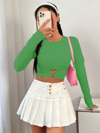 Women's Round Neck Slim-fit Short Heart And Circle Long Sleeve T-shirt