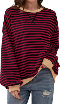 Women's Loose-fitting Casual Striped Hoodie