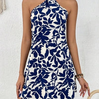Women's Halterneck Printed Skirt Sleeveless Dress