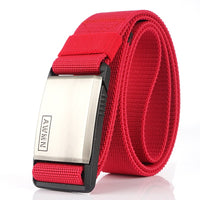 Automatic buckle elastic canvas belt