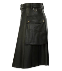 Scottish Festival Skirt Men's Multicolor Leather Pleated Skirt