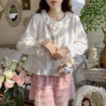 Preppy Style Gentle Sweet Lace Collar Shirt Long Sleeve Underwear Top