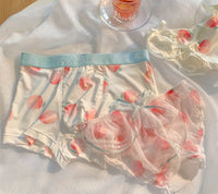 Peach Flavor Couple Underwear Sweet Baby Sweet Summer Ice Silk Cotton Suit