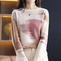 Fashion Round Neck Contrast Color Sweater Women's Autumn And Winter New Casual Loose
