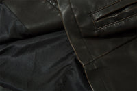 Solid Color PU Leather Coat Men