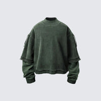 Long-sleeve Washed Vintage Fake Two-Piece Dyed American Streetwear T-Shirt
