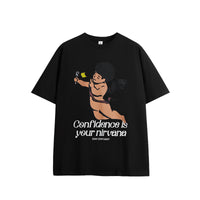 Cotton Angel Printed T-shirt Fashion Brand Short Sleeve Pullover Men's Top