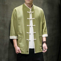 Chinese Style Summer Thin Cotton Linen Short Sleeve Shirt Chinese Button Knots Tang Suit