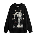Depressed Abstract Printing Fleece Cardigan Sweater