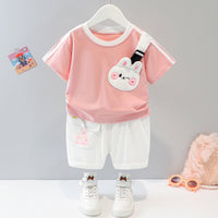 Short-sleeved Cartoon Animal Two-piece Set Children's Western Style