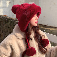 Velvet Thickened Cold And Warm Pure Color Knitted Hat