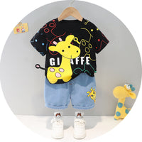 Casual Cute Sika Deer Printed Round Neck