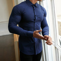 Men's Business Anti-wrinkle White Long-sleeved Shirt
