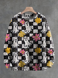 Knitted Pullover Sweater Ghost Series Printed Loose Long Sleeves