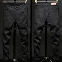Autumn And Winter Men's Jeans Casual Fleece-lined Thickened Elastic Youth Slim Fit  Feet Pants