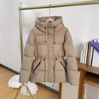 New Velvet Down Cotton-padded Coat For Women Hooded Warm Jacket