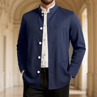 Men's Casual Stand Collar Single Western Coat Slim Fit