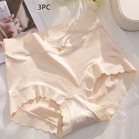 Mid-High Waist Light Luxury Women's Elastic Satin Silky Comfortable Seamless Underwear Mulberry Silk