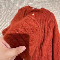Fashionable Thickened Warm Red Crew-neck Sweater