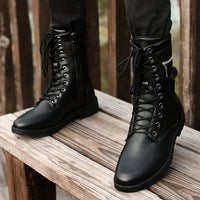 Men's mid-tube plus fleece tooling cotton boots