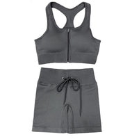 Seamless Yoga Suit Threaded Vest Short Sleeve Shorts Two-piece Suit