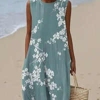 Sleeveless Casual Printed Dress Slim Fit