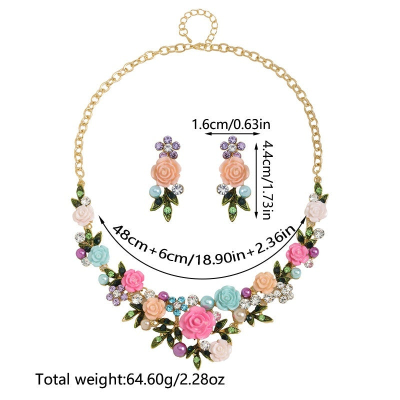 Camellia Suit Three-dimensional Flower Earrings Necklace