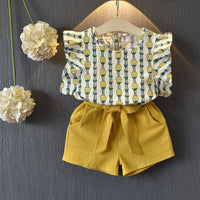 Pineapple Flying Sleeve Shorts Set