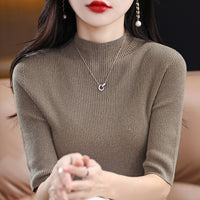 Spring New Half Turtleneck Half Sleeve Women's Bottoming Sweater