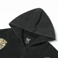 Spring New American College Style Retro Washed Hoodie Coat Cardigan Zipper Sweater