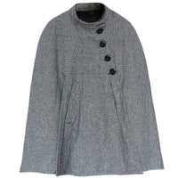 Design Wool Cape Lace-up Collar Coat