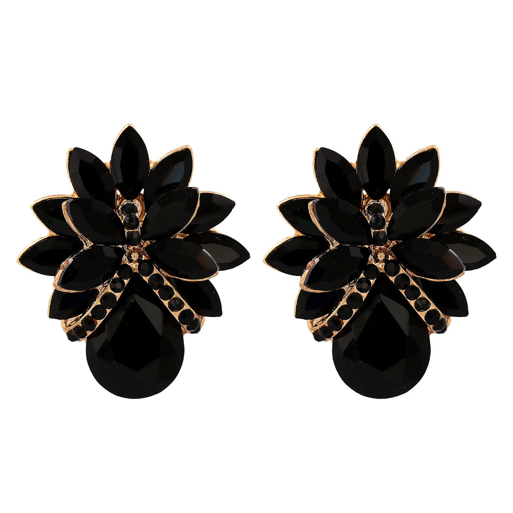 New Fashion Women's Personality Flower Rhinestone-embedded Earrings