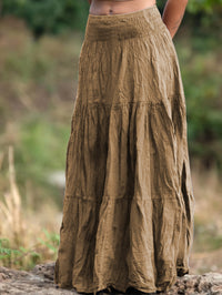Women's Waist Smocking Mid-length Retro Daily Skirt