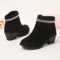 Girls' Fashion Double Strap Rhinestone Booties