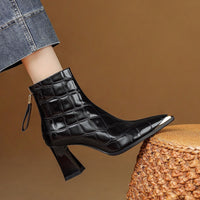 New Autumnwinter Pointed-toe Ankle Boots Featuring  Slender Stiletto Heel And A Back Zipper