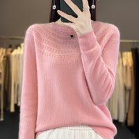 Seamless Front Line Ready-made Garments Curling Collar Hollow Sweater