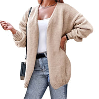 Plus Size Women's Coat V-neck Long Sleeve Loose Cardigan Sweater