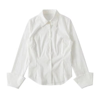 Women's French Preppy Style Solid Color Casual Long Sleeves Shirt