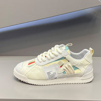 Fashion Soft Bottom Low-top Fabric Leather Stitching Breathable Personality Casual Shoes