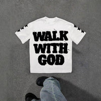 Personality Street Hip Hop Style Letter Pattern T-shirt Retro