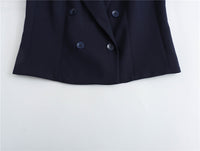 Women's Patchwork Cuff Double-breasted Short Coat