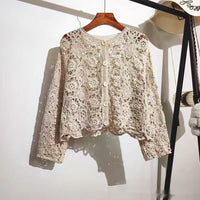 Beach Vacation Hollow-Out Crochet Blouse Top