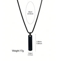 Stainless Steel Polished 3D Bar Mens Simple Stylish Titanium Steel Necklace