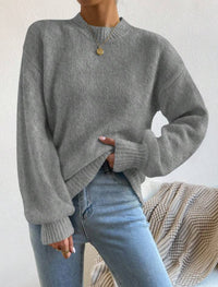 Pure Color Half Collar Leisure Pullover Sweater Women's Long-sleeved Sweater